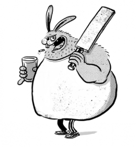 Bastard Bunny says "drink responsibly!"